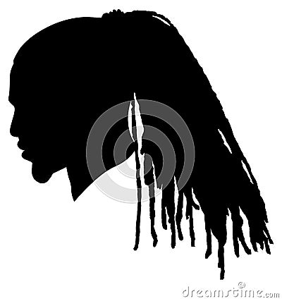 Black Men African American, African profile picture silhouette. Man from the side with afroharren. Long Dreads, Long Dreadlocks ha Stock Photo