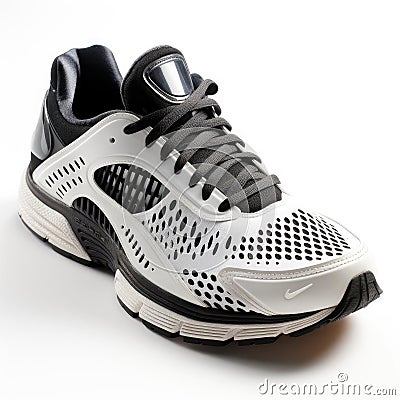 Black mesh running shoes with maximum airflow for summer runs Stock Photo