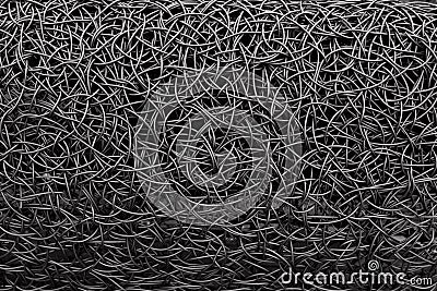 Black messy metal wire braiding. Steel textured background Stock Photo