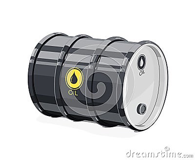 Black metal barrel for oil. Vector Illustration