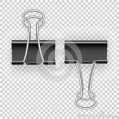 Black metal binding clips for paper money, documents. Easily editable EPS all layers arranged by Vector Vector Illustration