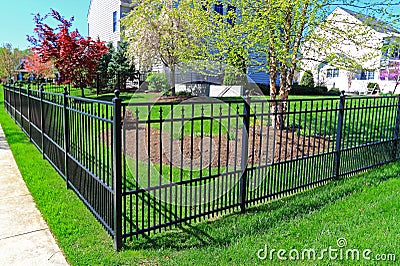 Black Metal Fence Stock Photo