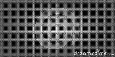 Black metallic abstract background, perforated steel network mesh. Dark mockup for cool banners, vector illustration. Vector Illustration
