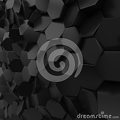 Black metallic abstract hexagon backdrop Stock Photo