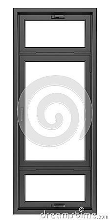 Black metallic window isolated on white Stock Photo