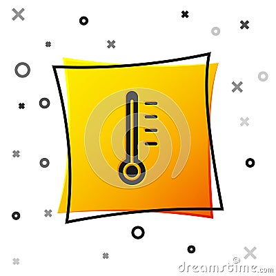 Black Meteorology thermometer measuring icon isolated on white background. Thermometer equipment showing hot or cold Vector Illustration