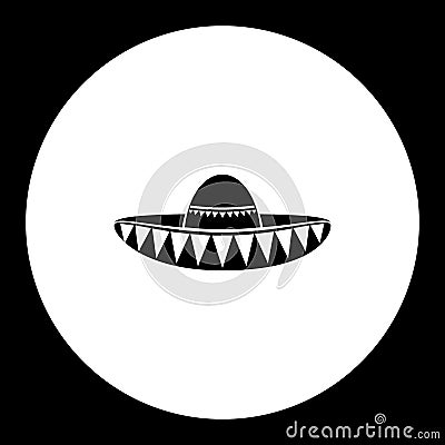 Black mexican sombrero hat simple icon eps10 Vector Illustration