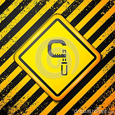 Black Micrometer icon isolated on yellow background. Measuring engineer tool. Universal device designed to measure Vector Illustration