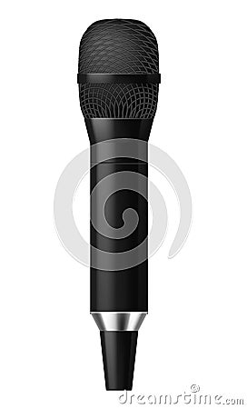 Black microphone. Realistic audio device. Singer tool Vector Illustration