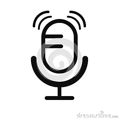 Black microphone on stand icon Vector Illustration