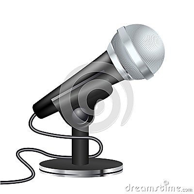 Black microphone on support Vector Illustration