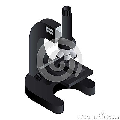 Black microscope icon, isometric style Vector Illustration