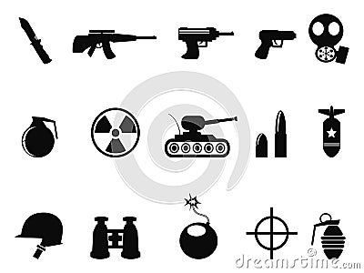 Black Military and Army Icons set Vector Illustration