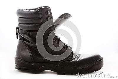 Black military boot Stock Photo