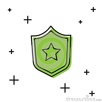 Black Military reward medal icon isolated on white background. Army sign. Vector Vector Illustration