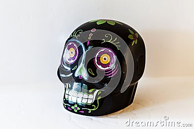 Black Mini Sugar Skull Top Angle View Stock Photo