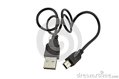 Black mini usb cable Stock Photo