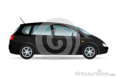 Black Minivan Vector Illustration