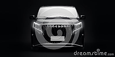 Black Minivan family city car. Premium Business Car. 3D illustration Cartoon Illustration