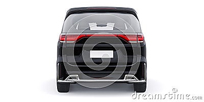 Black Minivan family city car. Premium Business Car. 3D illustration Cartoon Illustration