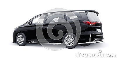 Black Minivan family city car. Premium Business Car. 3D illustration Cartoon Illustration
