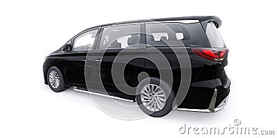 Black Minivan family city car. Premium Business Car. 3D illustration Cartoon Illustration