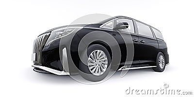 Black Minivan family city car. Premium Business Car. 3D illustration Cartoon Illustration