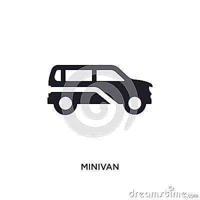 black minivan isolated vector icon. simple element illustration from transportation concept vector icons. minivan editable logo Vector Illustration