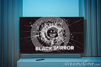 Black Mirror popular Netflix Tv Show on Television screen Editorial Stock Photo