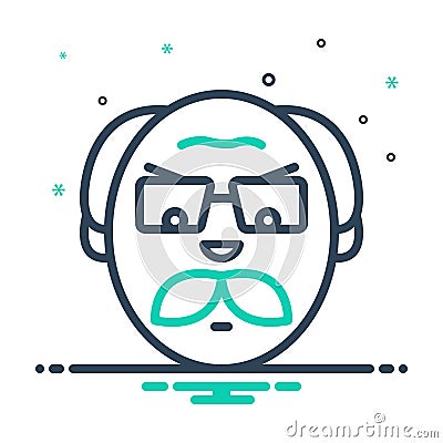 Mix icon for Angry Old Man, angry and man Vector Illustration