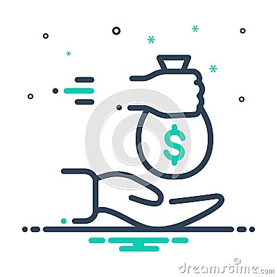 Mix icon for Borrowed, loan and indebtedness Vector Illustration