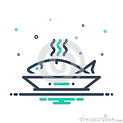 Mix icon for Ceviche, fish and food Vector Illustration