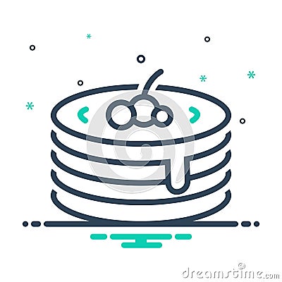 mix icon for Pancake, raspberry and pastry Vector Illustration