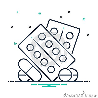 Black mix icon for Pharmaceutical drugs, medicines and pills Vector Illustration