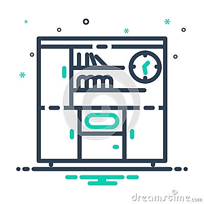 Black mix icon for Shelves, book and exhibition Vector Illustration