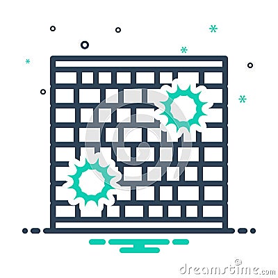 Mix icon for Wall, enclosure and parapet Vector Illustration