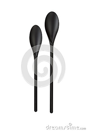 Black Mixing Spoons Stock Photo