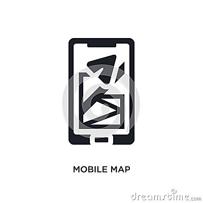 black mobile map isolated vector icon. simple element illustration from travel concept vector icons. mobile map editable logo Vector Illustration