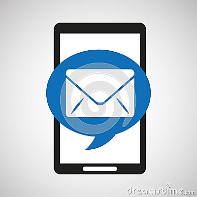 Black mobile phone email network Vector Illustration