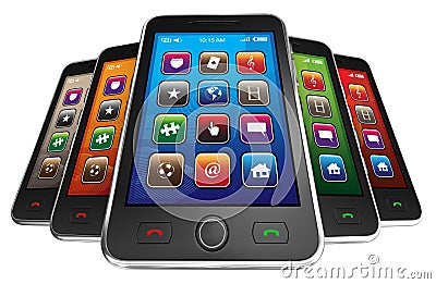 Black mobile smart phones Stock Photo