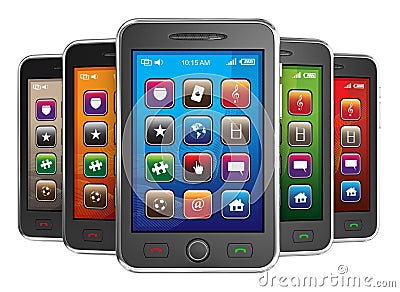 Black mobile smart phones Stock Photo