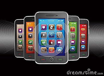 Black mobile smart phones Stock Photo