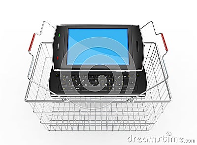 Black mobile smartphone - 3D render Stock Photo