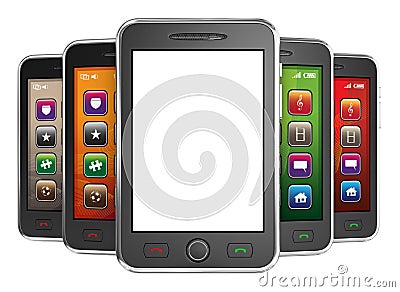 Black mobile smartphones - 3d render Stock Photo