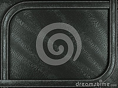 Black mock croc or alligator skin background with stitched pattern Stock Photo