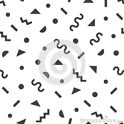 Black modern retro and funky simple symbols pattern on white background Vector Illustration