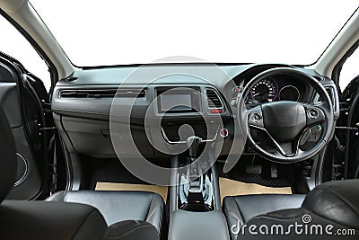 Black modern sport vehicle interior, image isolated with design your view Stock Photo