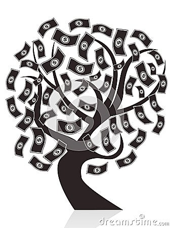 Black money tree Vector Illustration