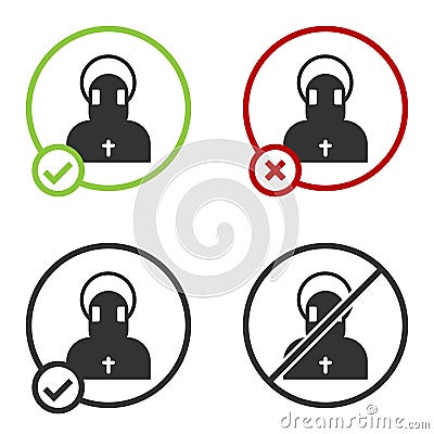 Black Monk icon isolated on white background. Circle button. Vector Vector Illustration