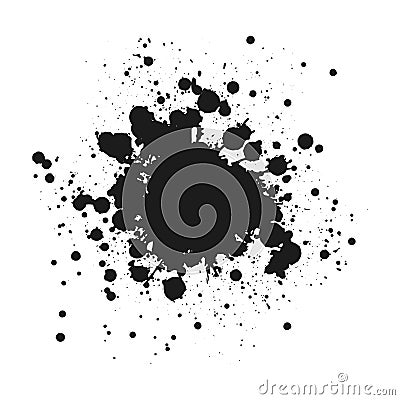 Black monochrome ink or paint blots grunge background. Texture Vector. Dust overlay distress grain. Black splatter Vector Illustration